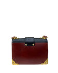 Prada Black/Maroon Leather Animalier Cahier Flap Top Handle Bag