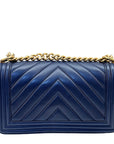 Chanel Boy Bag Chevron Medium Flap Blue