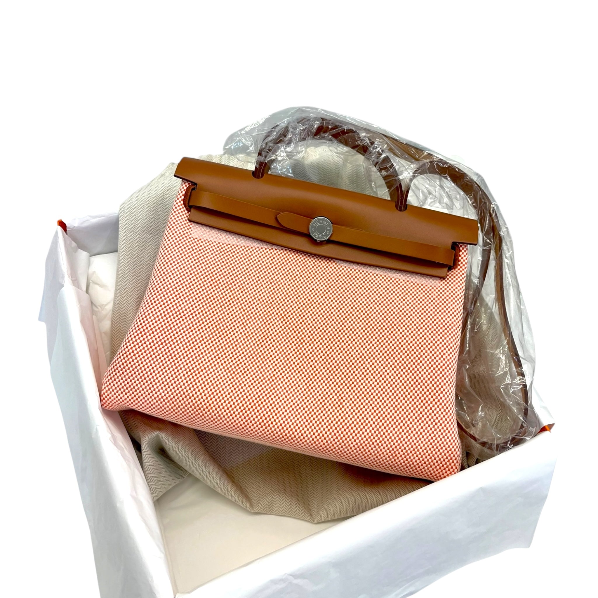 Hermes Herbag 31 Canvas Satchel Palladium Hardware