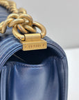 Chanel Boy Bag Chevron Medium Flap Blue