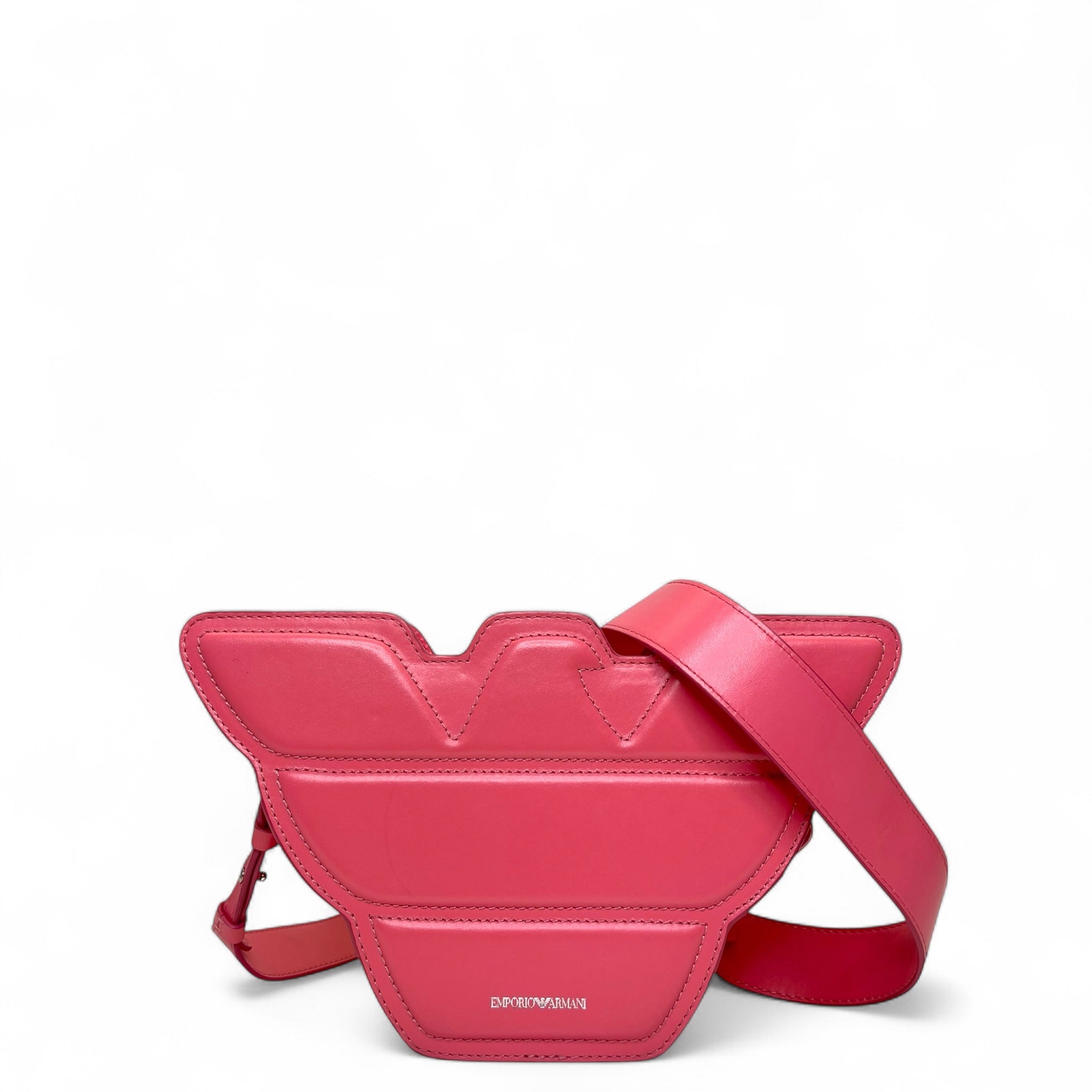 Emporio Armani Logo Leather Crossbody Bag in Pink