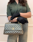 Chanel Grey Caviar Leather Coco Top Handle Bag