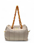 Prada Beige Soft Leather Plastic Chain Shoulder Bag
