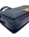 Chanel Boy Bag Chevron Medium Flap Blue