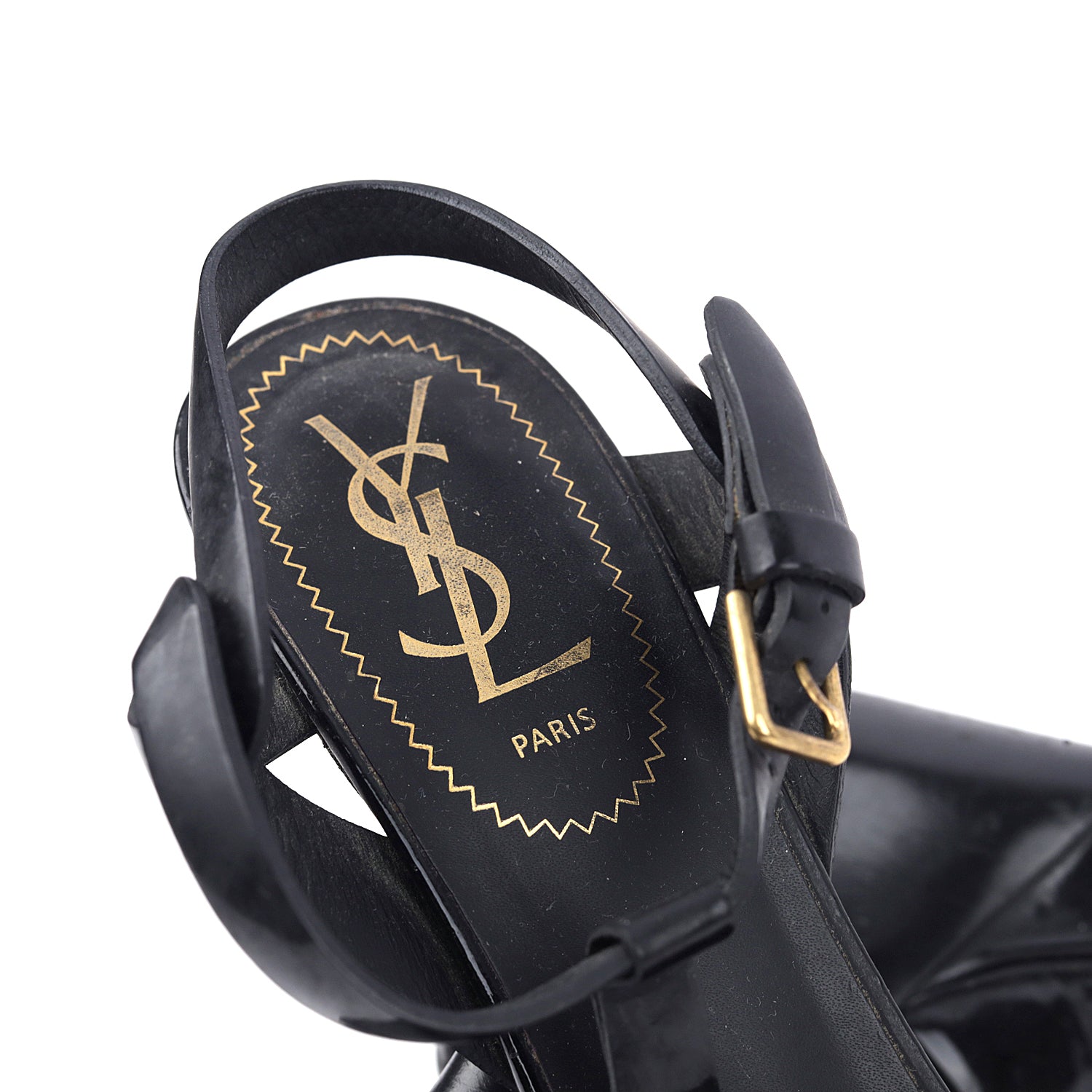Yves Saint Laurent Black Patent Tribute Sandals - Size EU 37