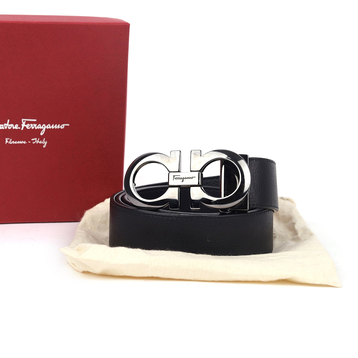Salvatore Ferragamo Black Leather Belt