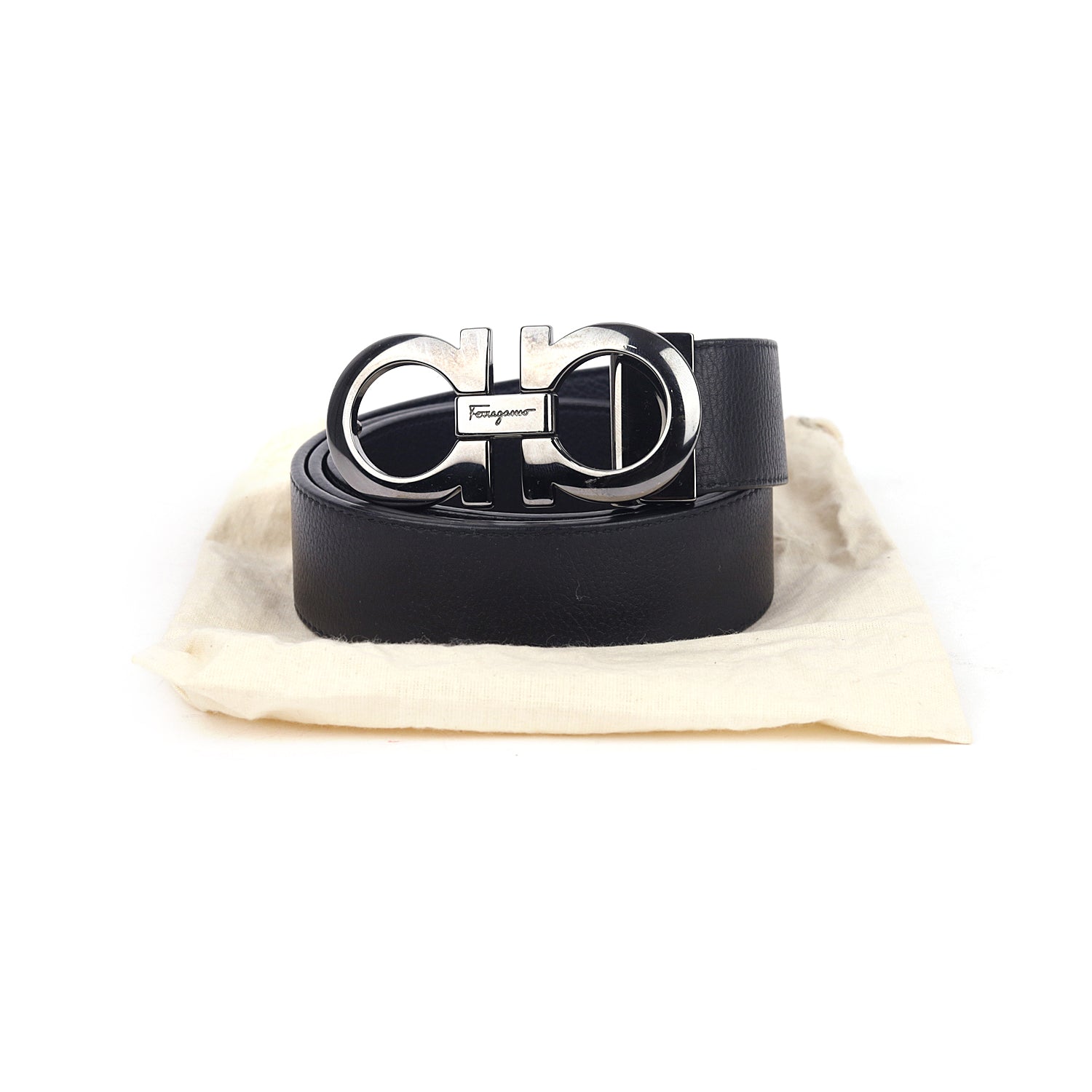 Salvatore Ferragamo Black Leather Belt