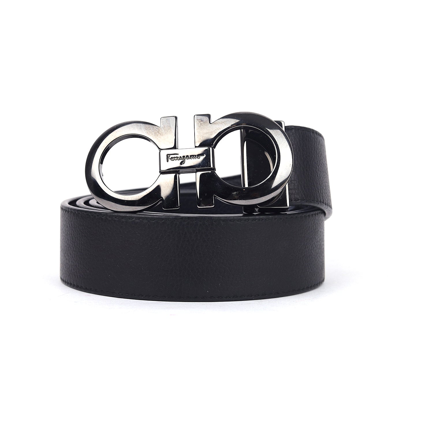 Salvatore Ferragamo Black Leather Belt