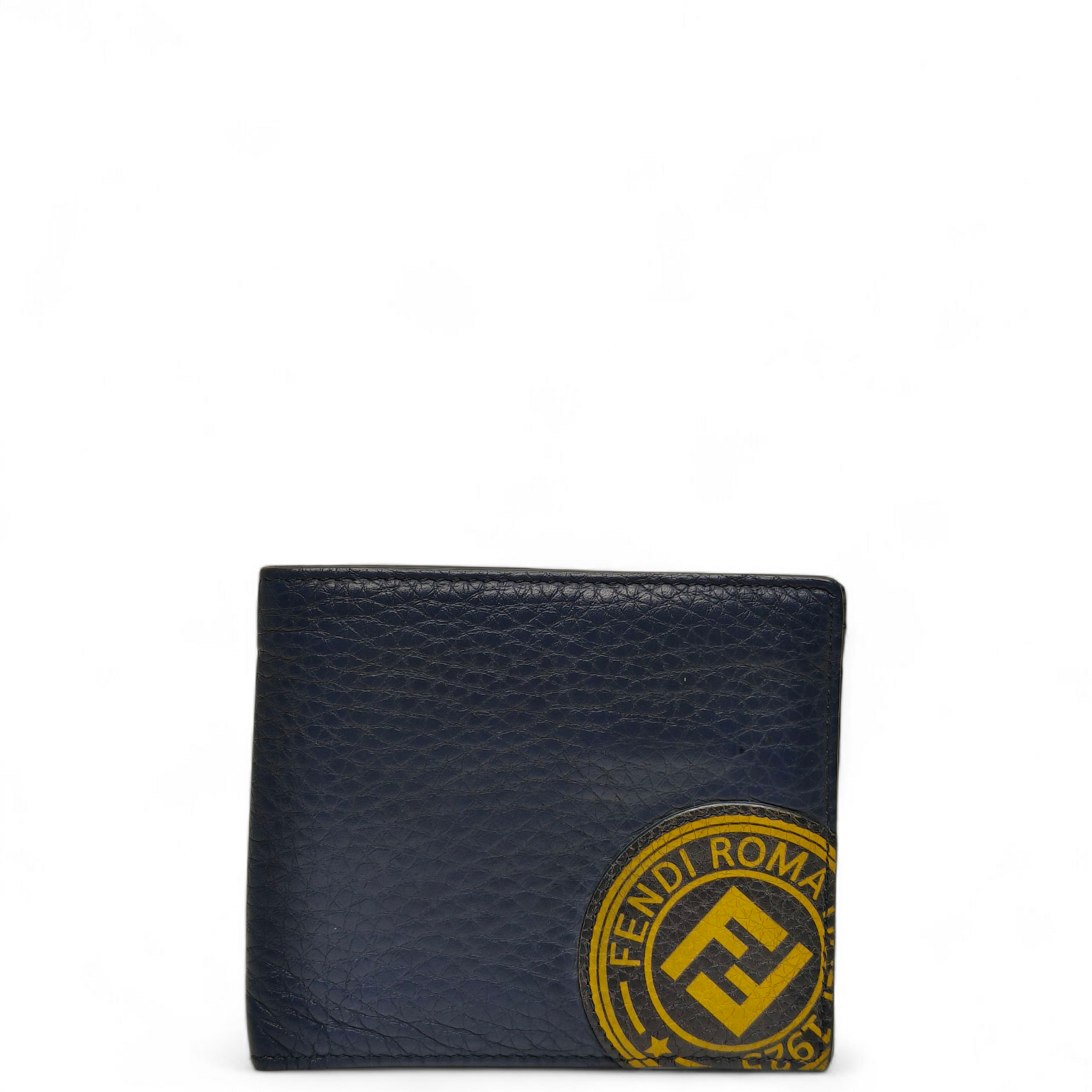 Fendi Blue Roman Leather Bifold Wallet