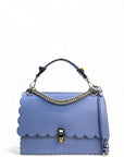 Fendi Scalloped Kan I Light Blue Leather Shoulder Bag