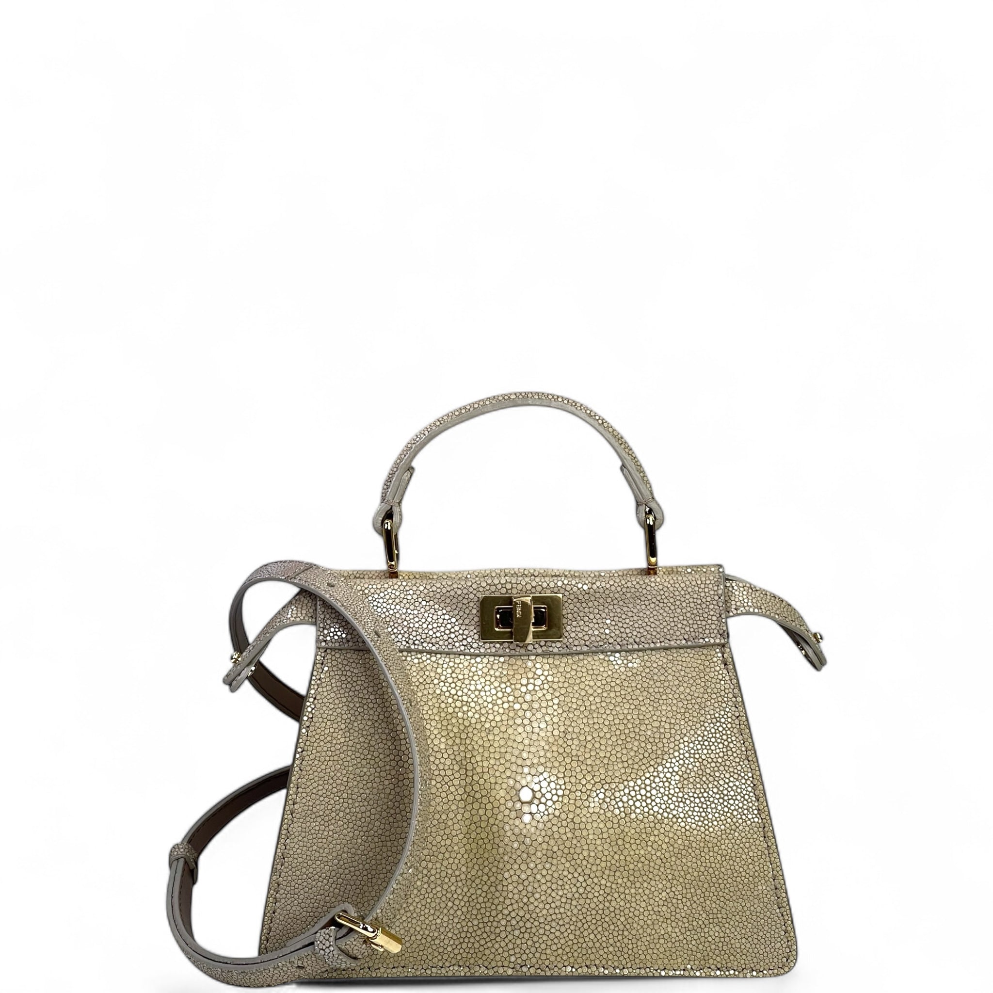 Fendi Stingray Peekaboo ISeeU Petite Bag Beige Leather