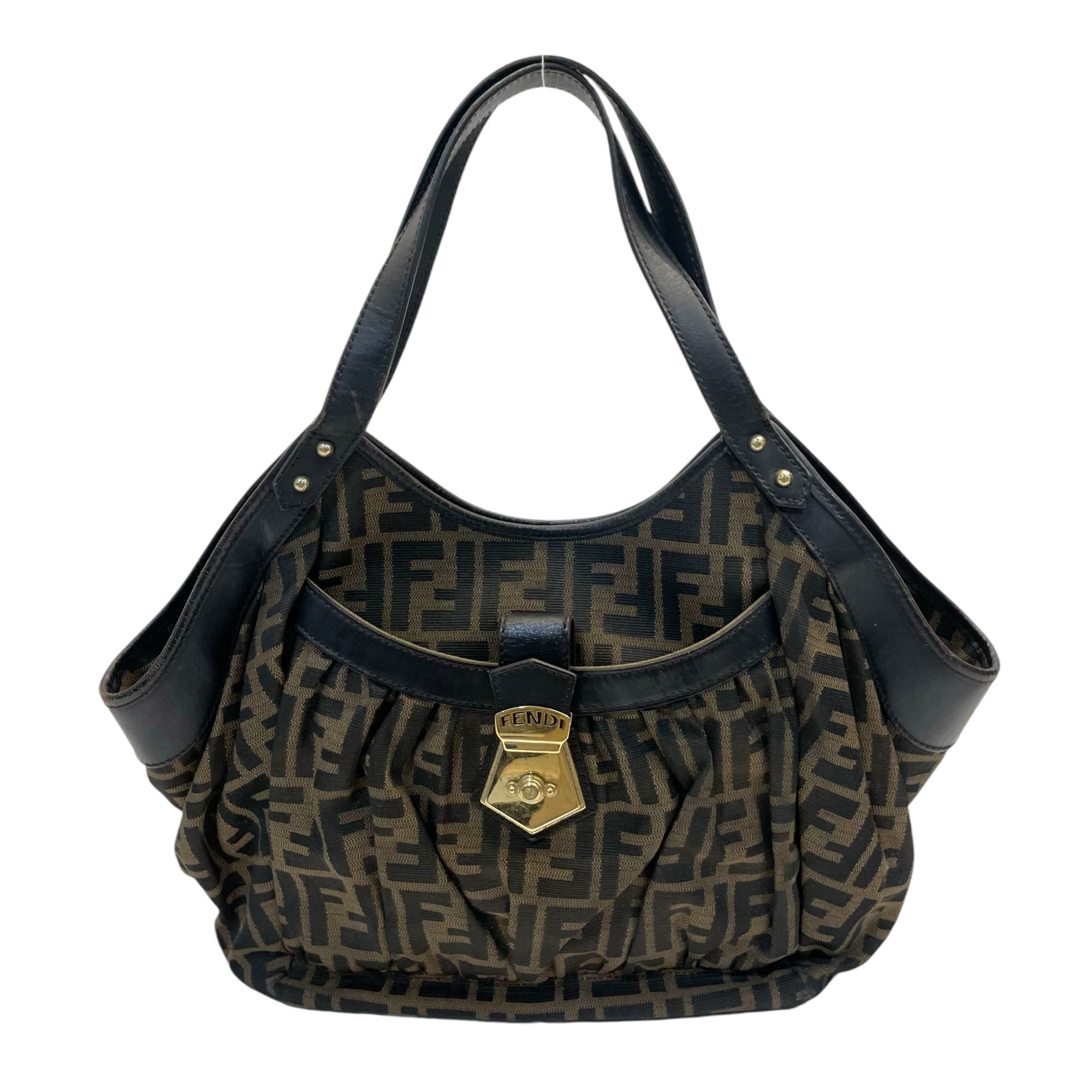 Fendi Zucca Canvas & Leather Borsa Chef Tote Bag