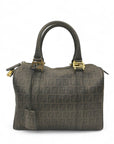 Fendi Noccino Zucchino Spalmati Coated Canvas Forever Bauletto Boston Bag