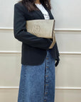 Gucci Gold Pebbled Leather Soho Clutch