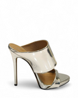 Giuseppe Zanotti Metallic Silver Leather Andrea Mules EU 36