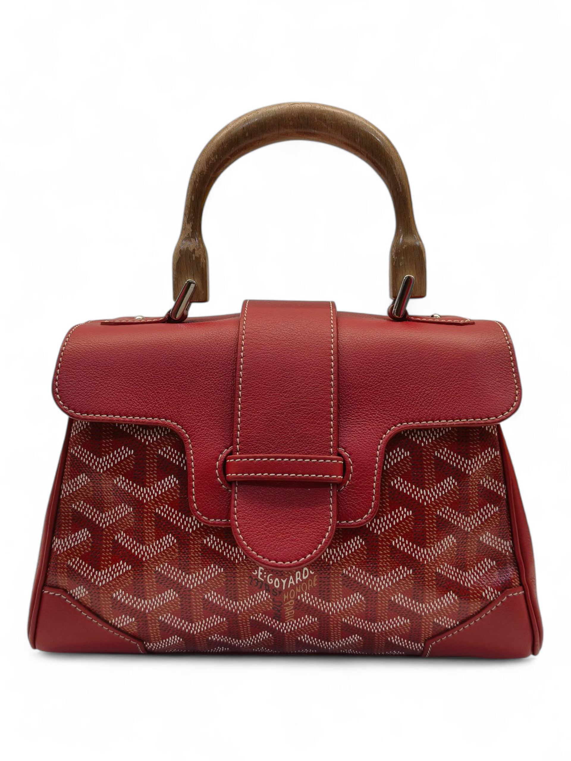 Goyard Goyardine Mini Saigon Coated Red Canvas and Leather Top Handle Bag
