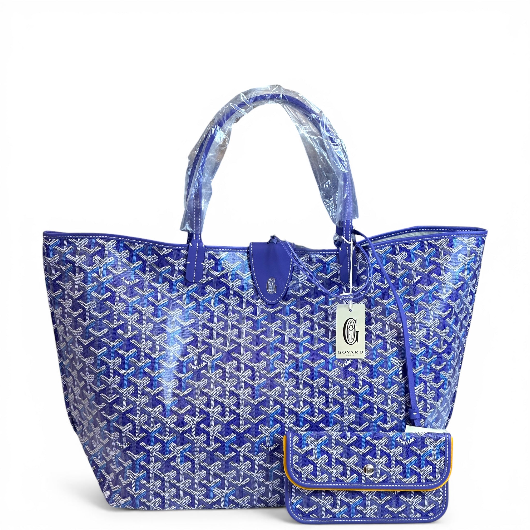 Goyard St Louis GM Tote Blueberry Purple Goyardine Magnetic Closure