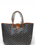Goyard St Louis PM Tote Black & Tan Goyardine Magnetic Closure