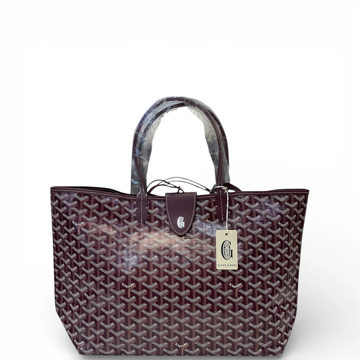 Goyard St Louis PM Tote Burgundy Goyardine Magnetic Closure