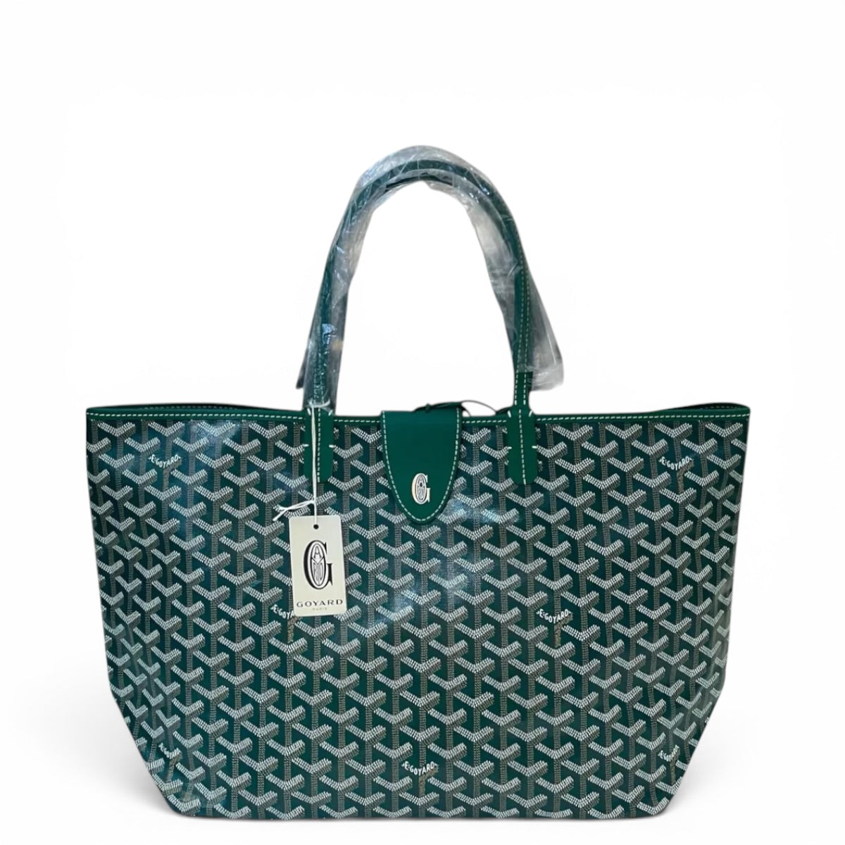 Goyard St Louis PM Tote Green Goyardine Magnetic Closure