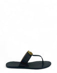 Gucci Black Leather GG Marmont Thong Flats EU 37