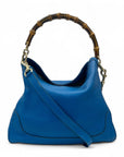 Gucci Blue Leather Medium Diana Bamboo Shoulder Bag