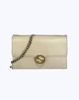 Gucci Cream Leather Interlocking G Flap Chain Clutch