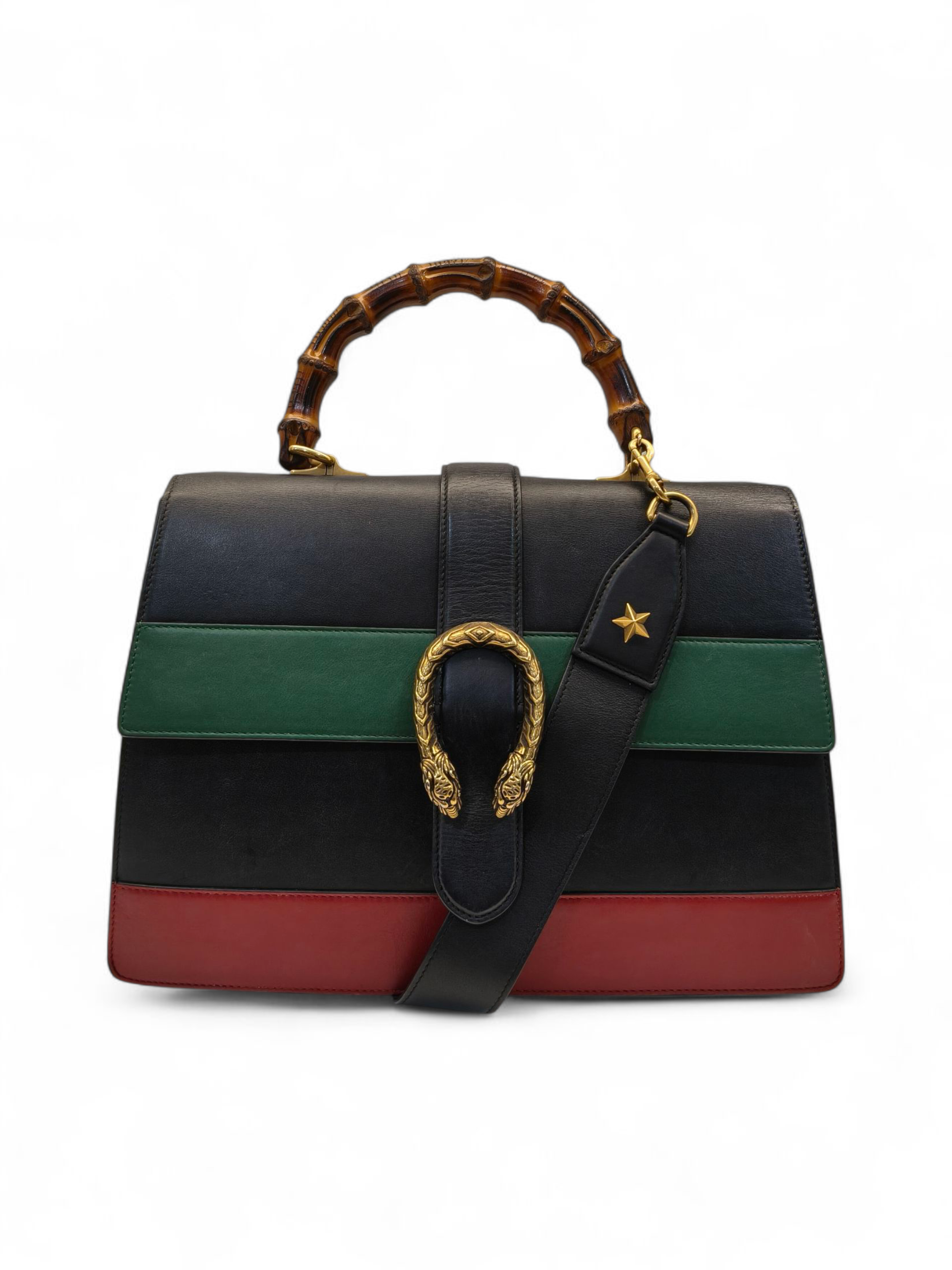 Gucci Dionysus Bamboo Large Tri Color Leather Top Handle Bag
