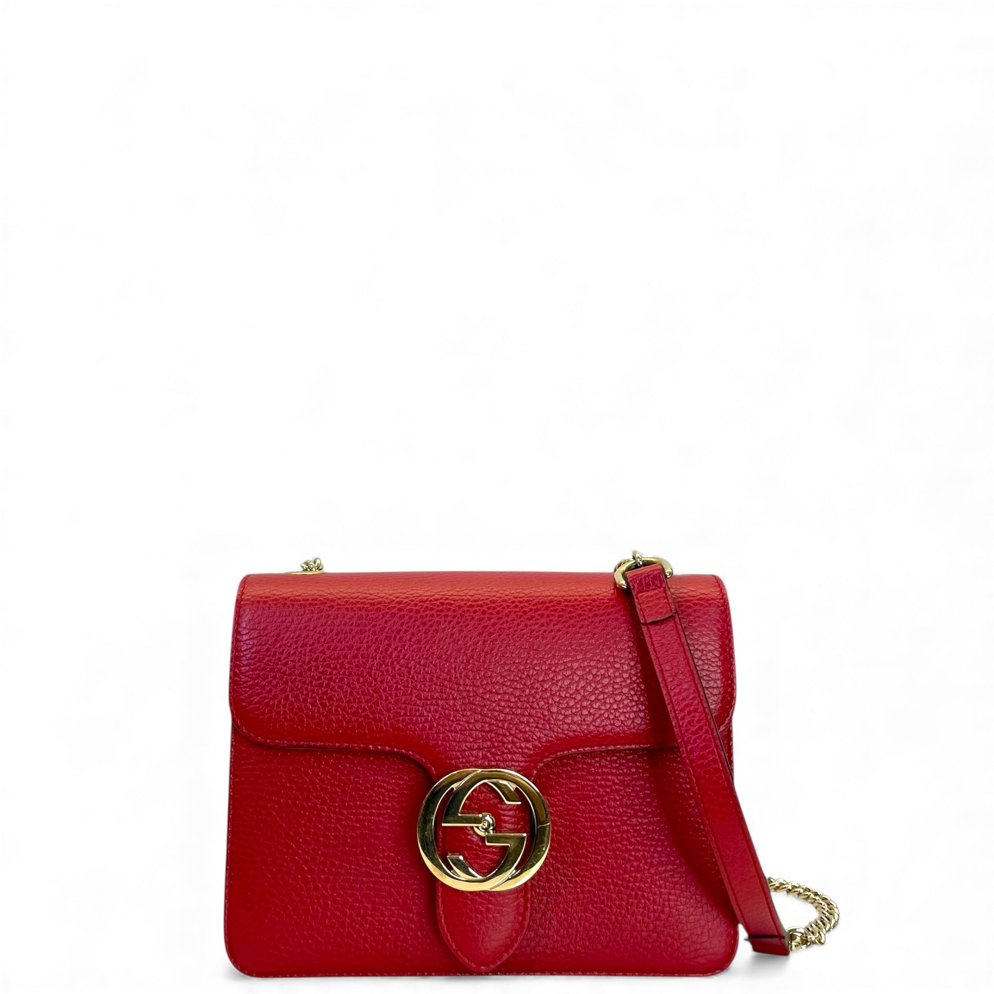 Gucci Dollar Interlocking G Red Leather Crossbody Bag