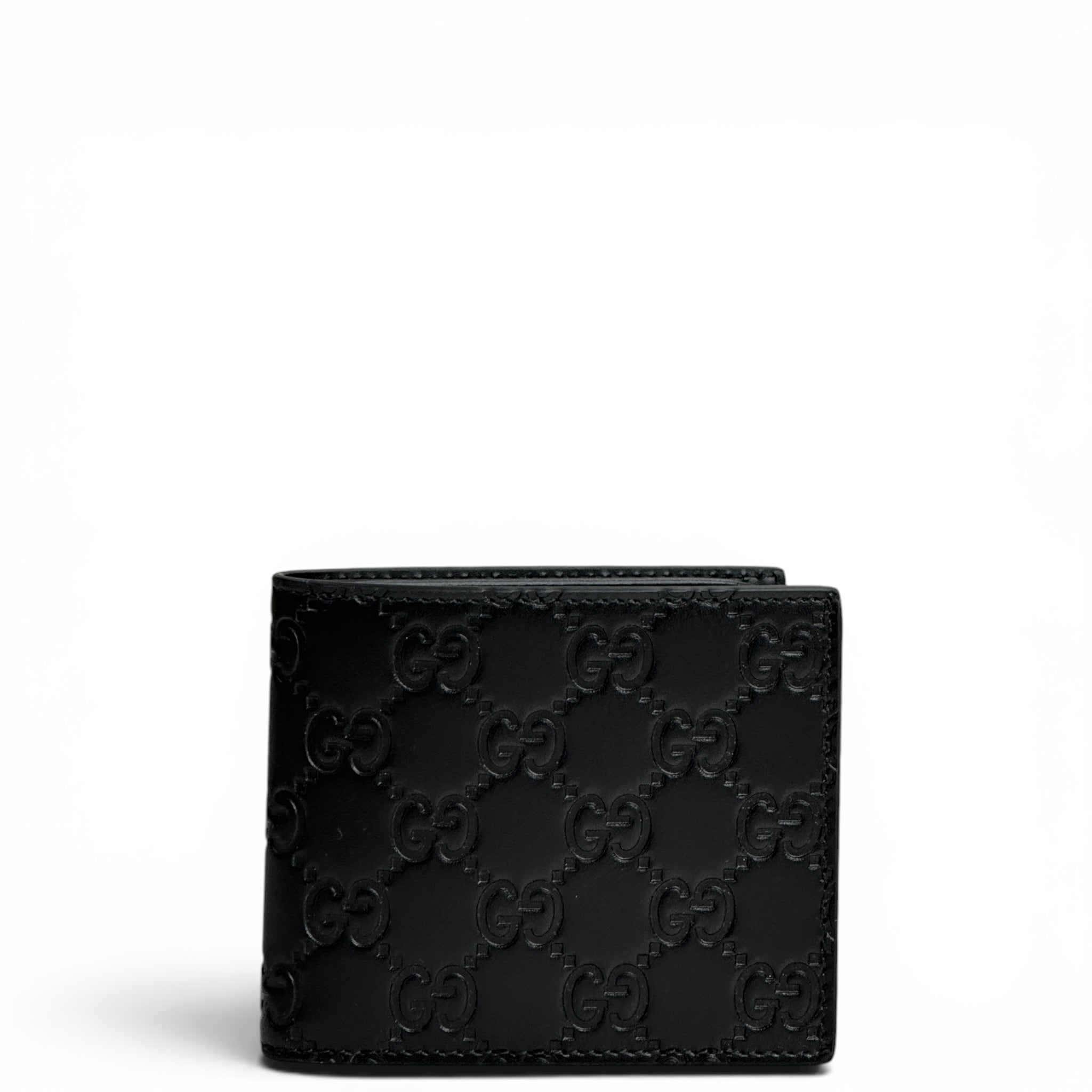 Gucci Emblem Blindfold Wallet Black GG Leather