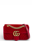 Gucci GG Marmont Mini Flap Bag Red Matelassé Velvet
