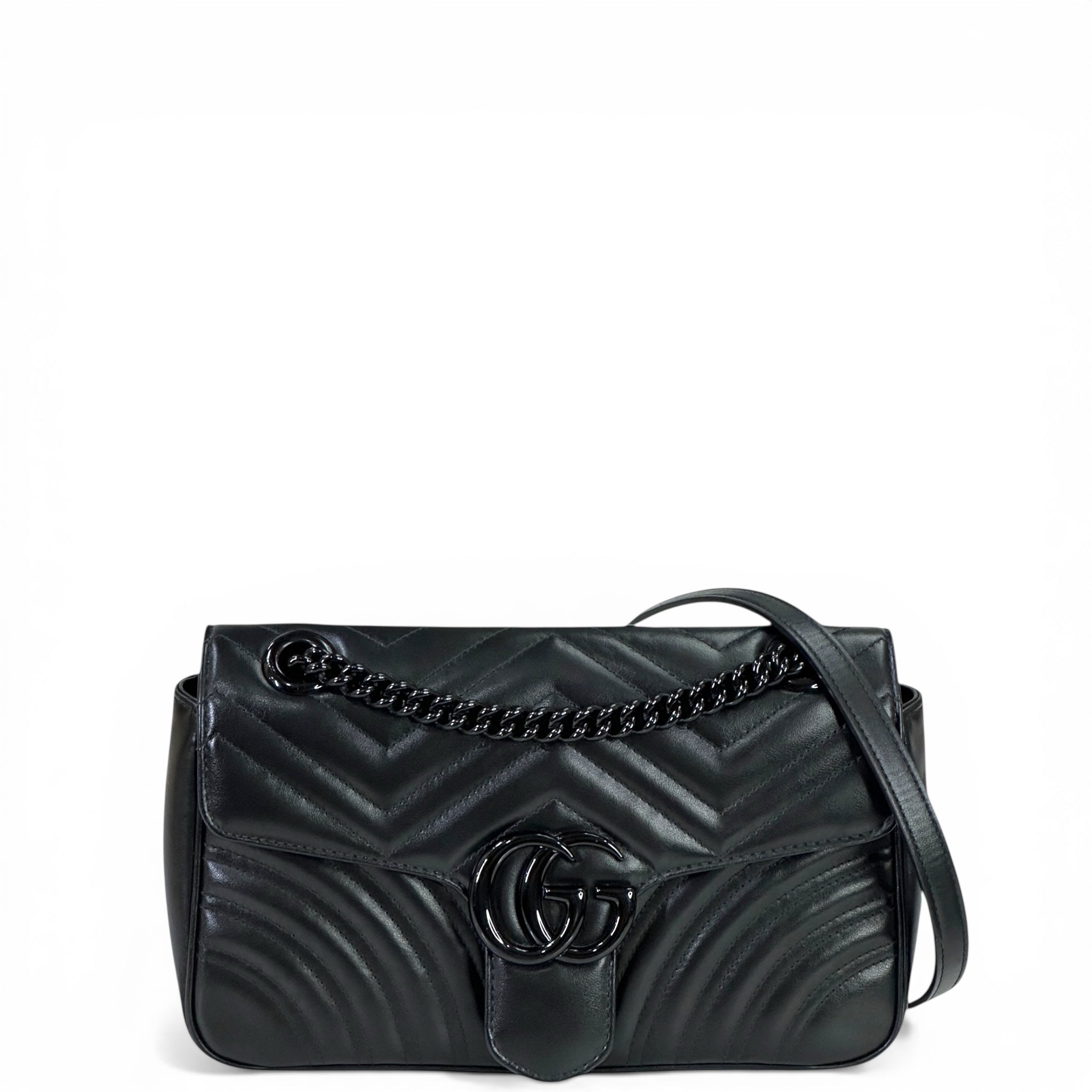 Gucci GG Marmont Shoulder Bag Small Black Matelassé Chevron