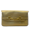 Gucci Gold Metallic Leather Horse Bit Clutch