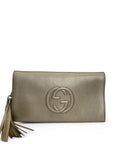 Gucci Gold Pebbled Leather Soho Clutch