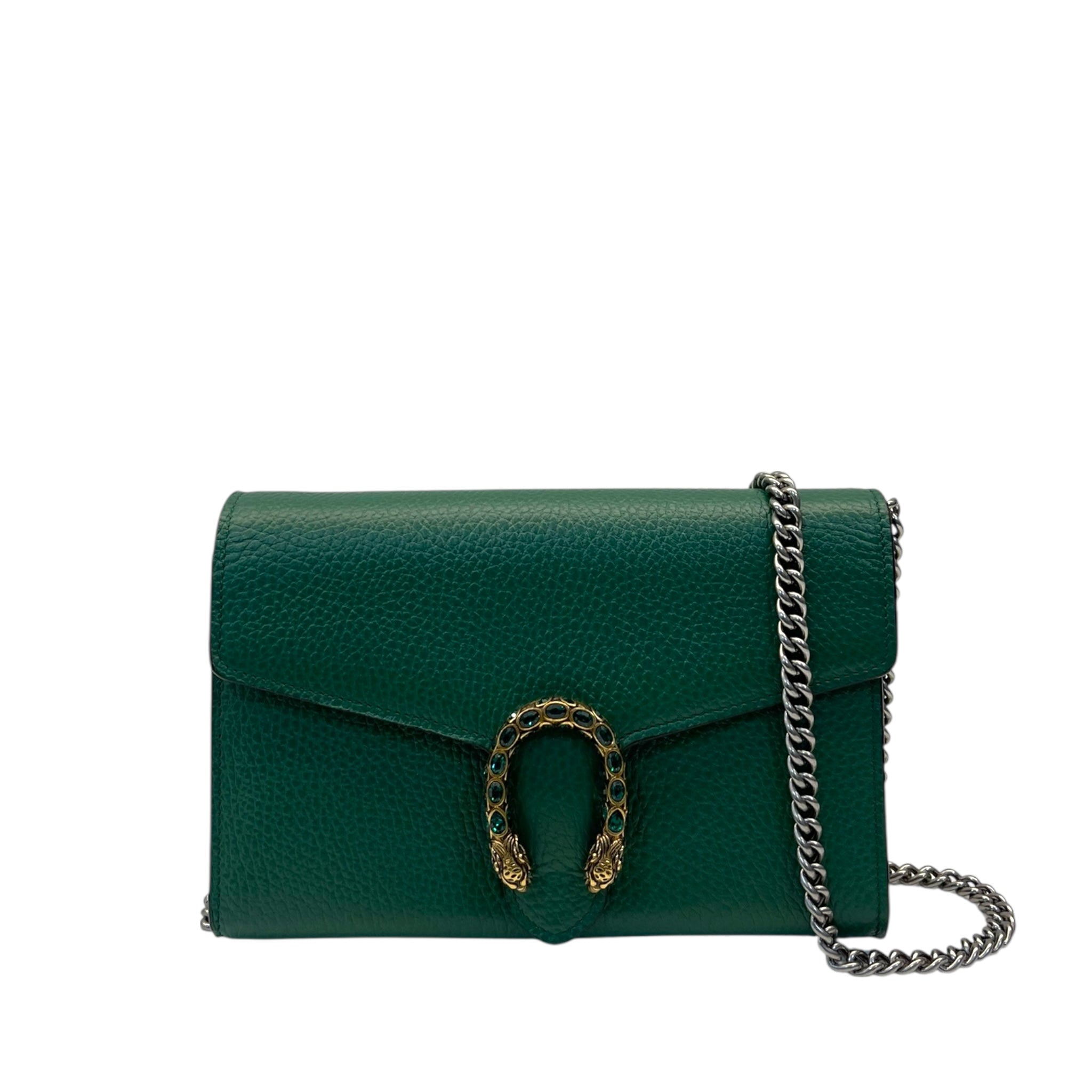 Gucci Green Leather Small Dionysus Shoulder Bag