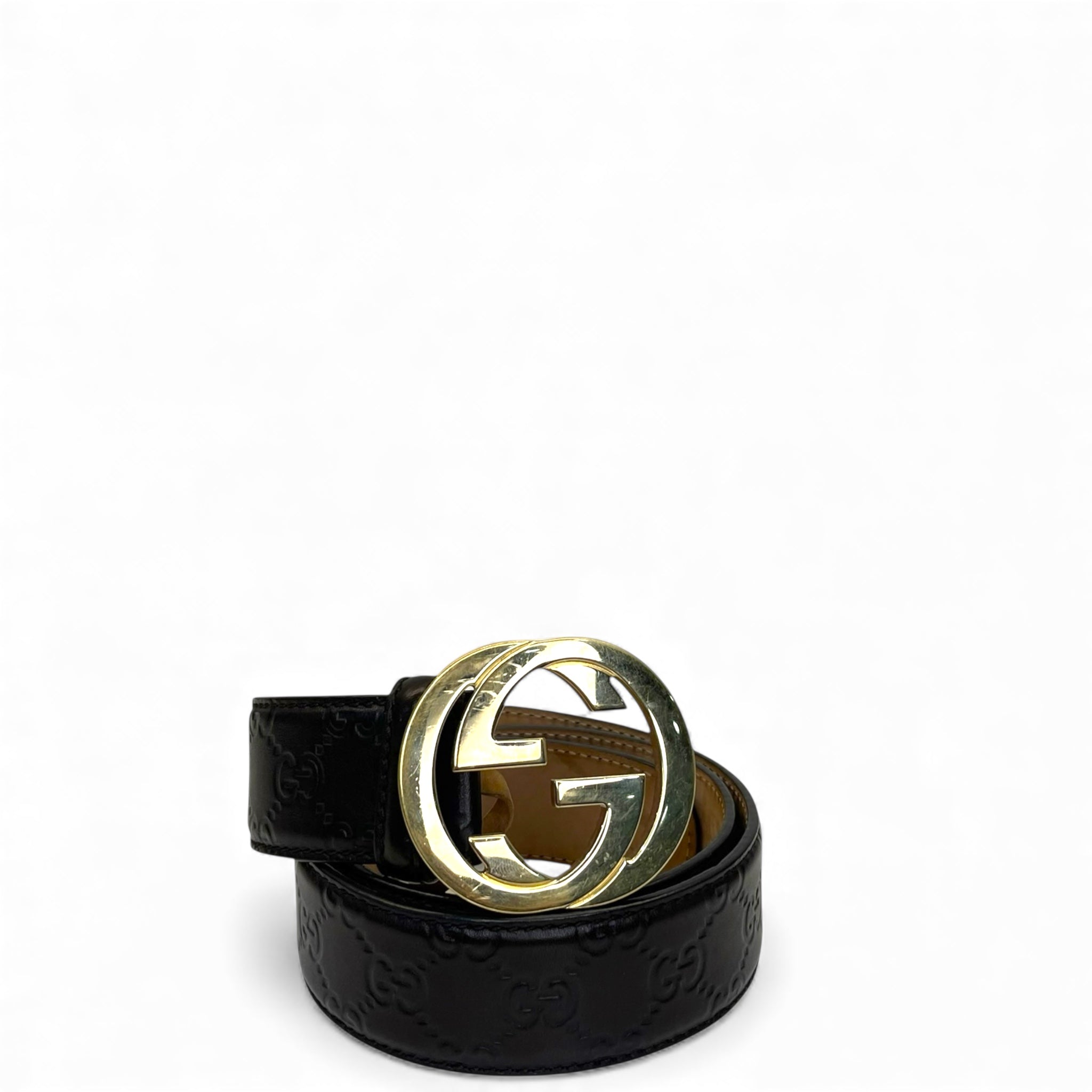 Gucci Guccissima Interlocking G Buckle Leather Belt 85cm