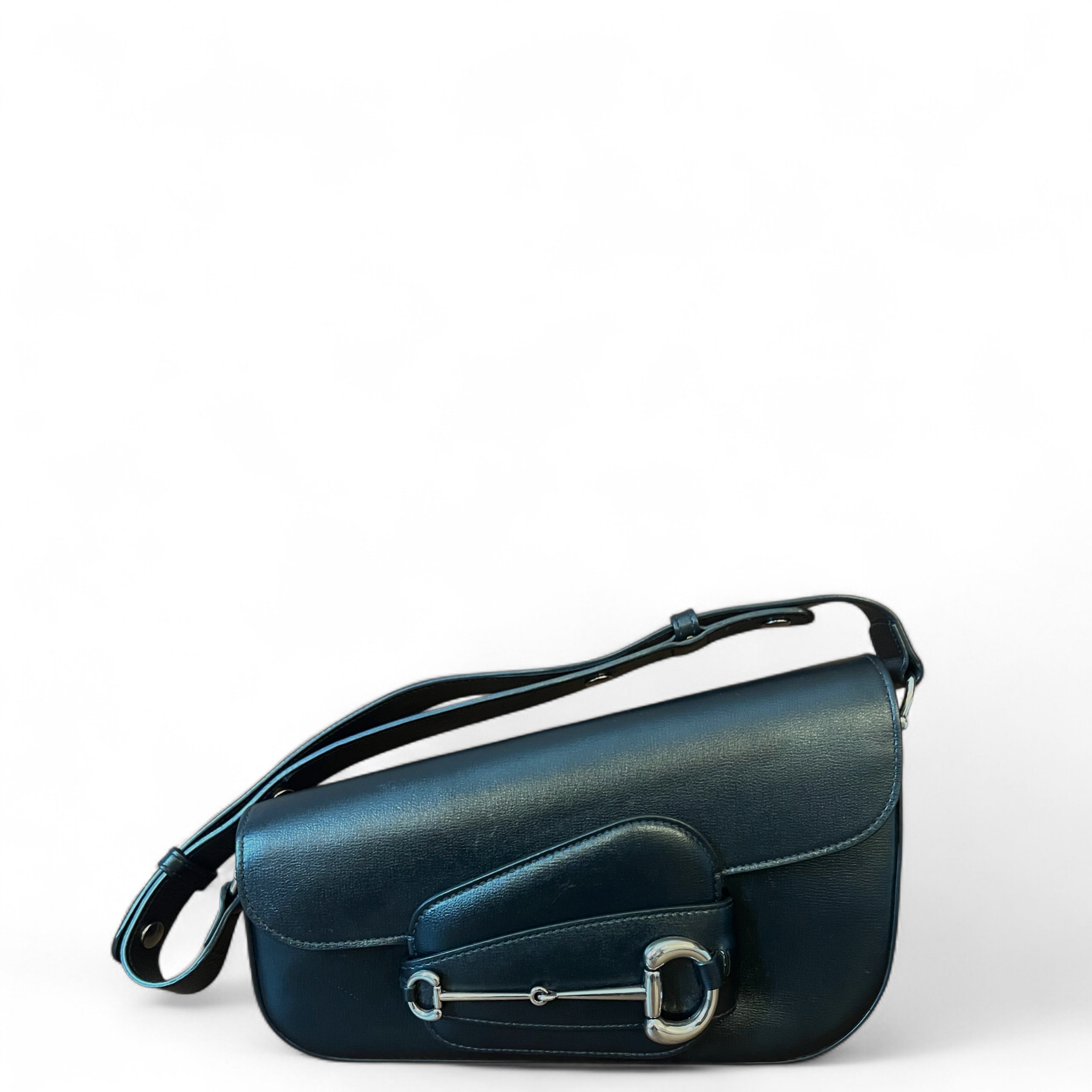 Gucci Horsebit 1955 Asymmetric Shoulder Bag Small Black Leather