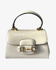 Gucci Horsebit 1955 Mini Top Handle Bag in White Leather