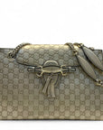 Gucci Metallic Beige Guccissima Leather Emily Chain Shoulder Bag