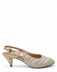 Gucci Nappa Charlotte Chevron Matelasse Double G Slingback Pumps White Size- 37.5