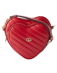 Gucci Red Leather Interlocking G Mini Heart Shoulder Bag