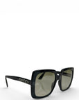 Gucci sunglasses embelished oversized square black acetate grey gradient lenses