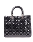 Black Cannage Patent Leather Large Lady Dior Tote