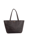 Black Leather Zip Tote