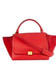 Red Leather and Suede Medium Trapeze Bag