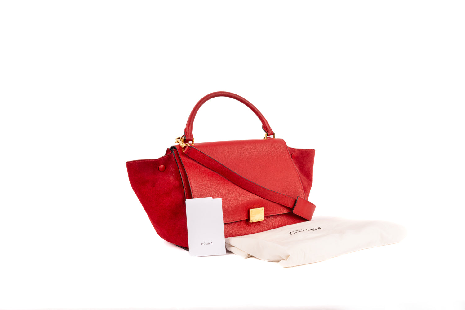Red Leather and Suede Medium Trapeze Bag