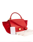 Red Leather and Suede Medium Trapeze Bag