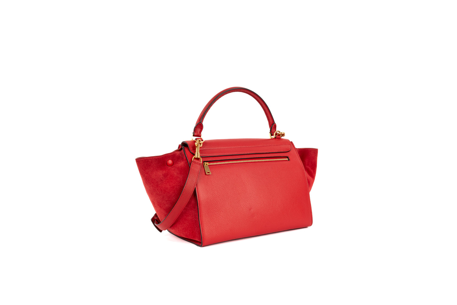 Red Leather and Suede Medium Trapeze Bag