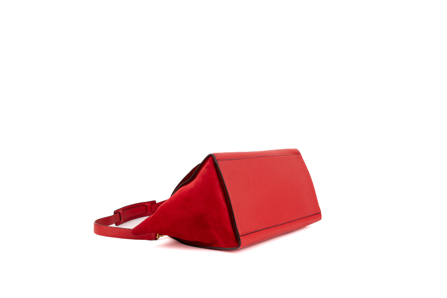 Red Leather and Suede Medium Trapeze Bag