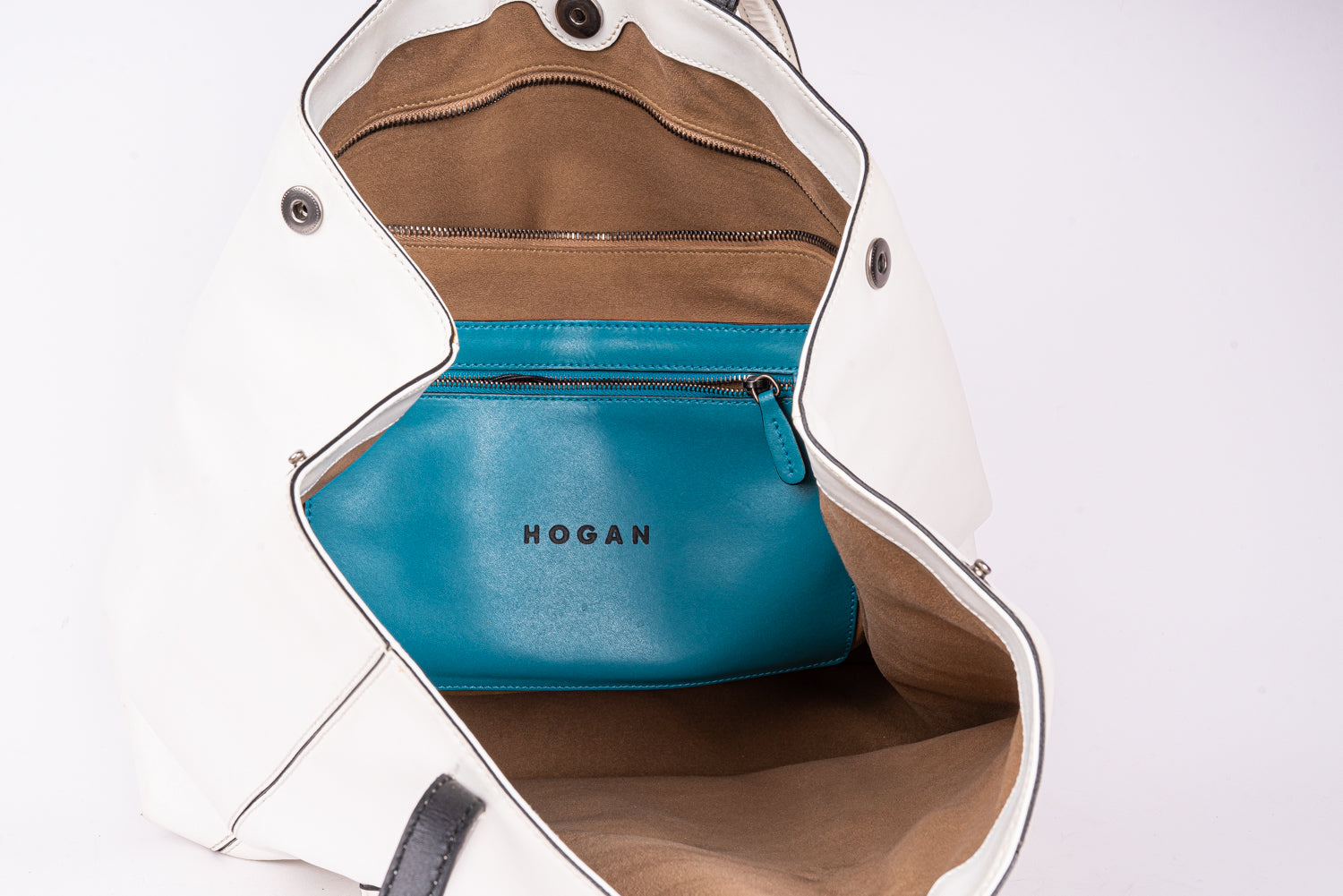 H Logo Pocket Leather Shopping Bag